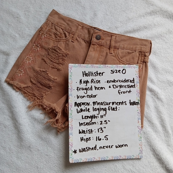 Hollister High-rise Embroidered Front Cutoff Short Shorts size 0/24 - Picture 6 of 6